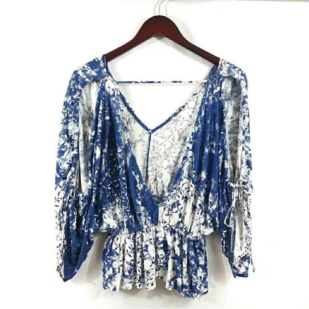 Free People Abracadabra Cold Shoulder Top Blue XS - Picture 3 of 4